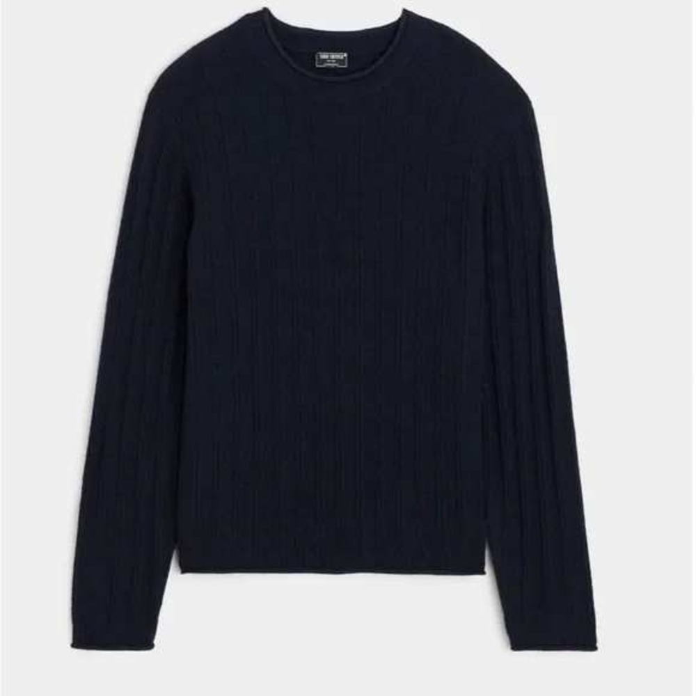 Todd Snyder Men's Navy Channel Crewneck 100% Wool Sweater